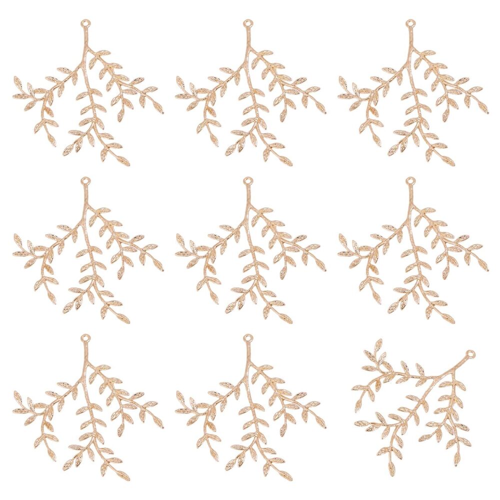 8513 8Pcs Branch Leaf Base Pendant Setting Golden Handmade Claw Pendant
